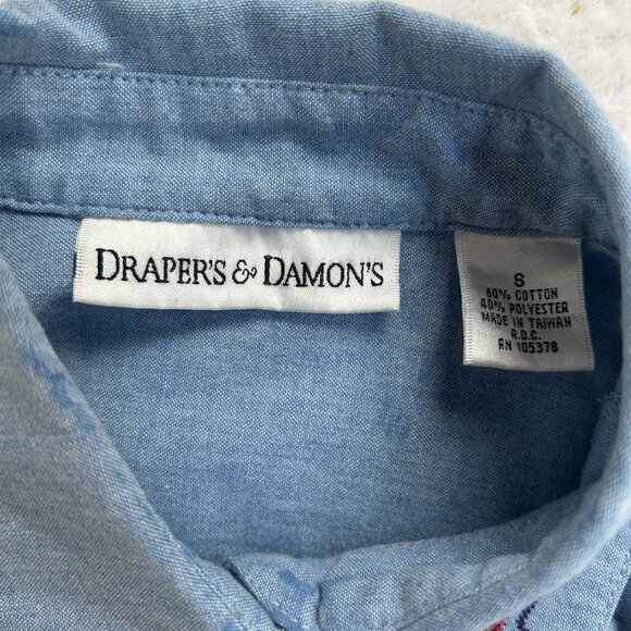 Draper's & Damon's Womens Button Up Denim Shirt Small Embroidered Patriotic Star - Picture 3 of 7